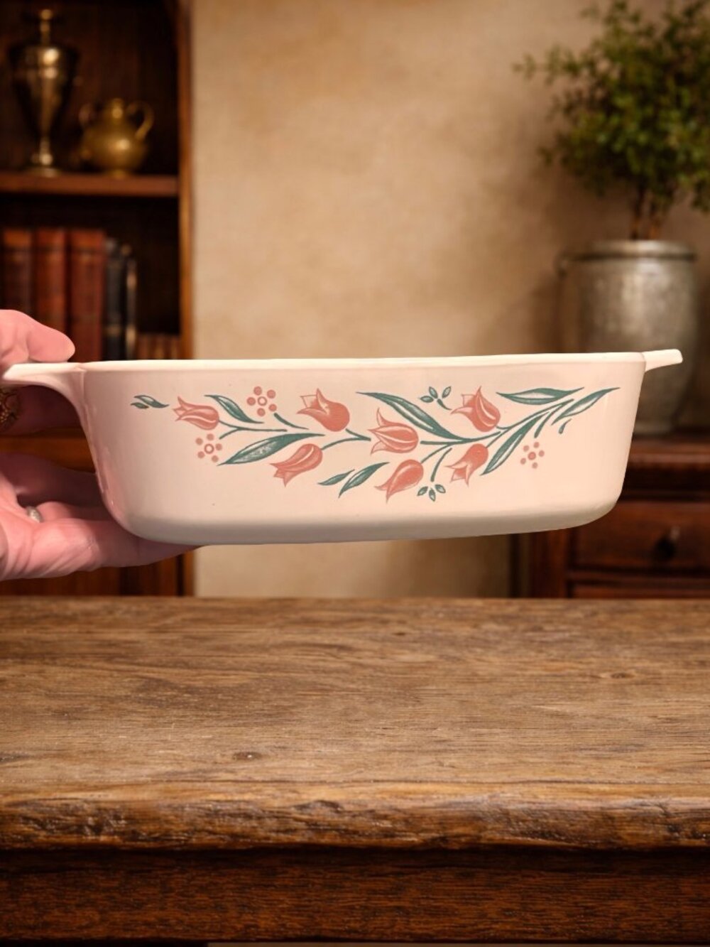 CorningWare Casserole Dish With Lid Pink Tulip Pattern A-1-B 1 Quart Vintage USA - Picture 4 of 7